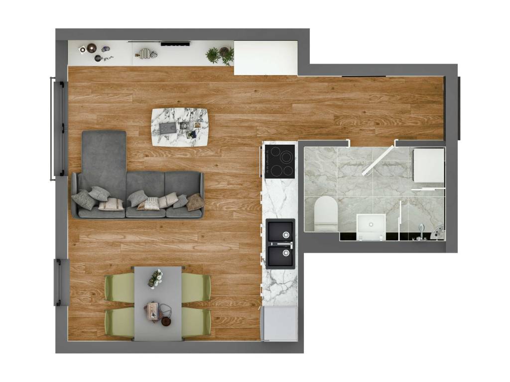 Prikaz stana 26.48 m2 jednosoban, Rada Neimara 29A – Drašković Invest, slika 1