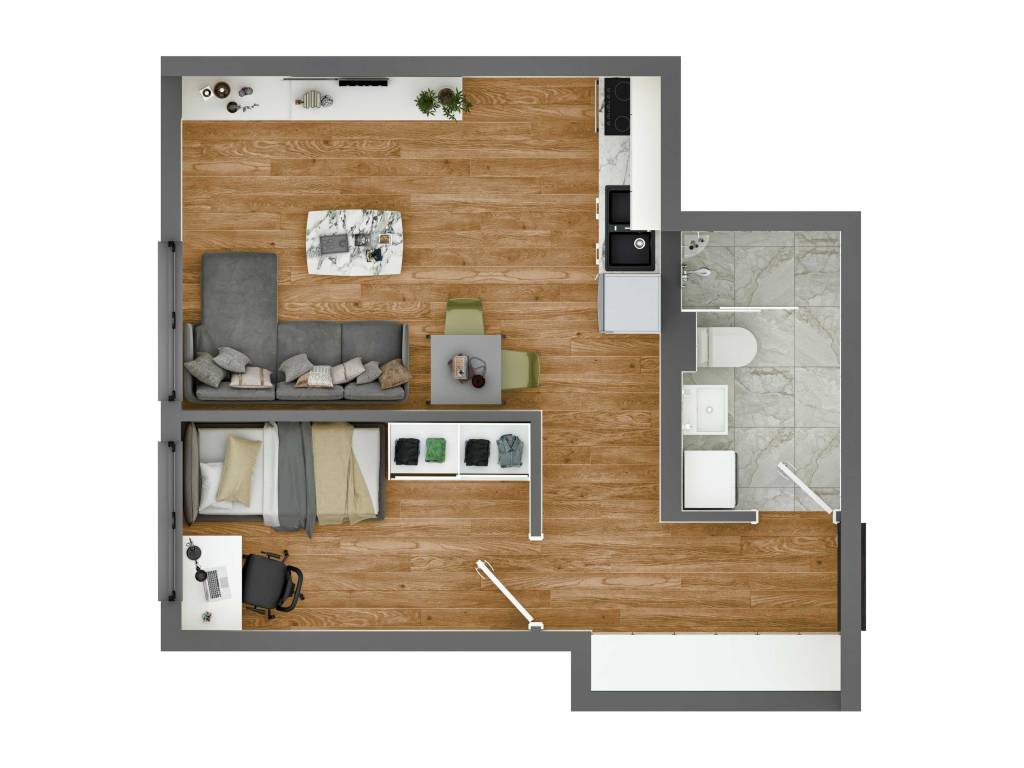 Prikaz stana 34.31 m2 jednoiposoban, Rada Neimara 29A – Drašković Invest, slika 1