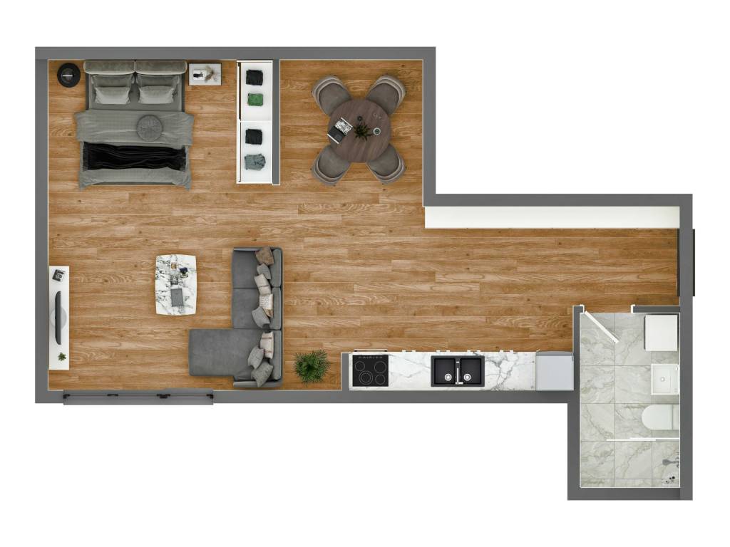 Prikaz stana 45.80 m2 jednoiposoban, Rada Neimara 29A – Drašković Invest, slika 1