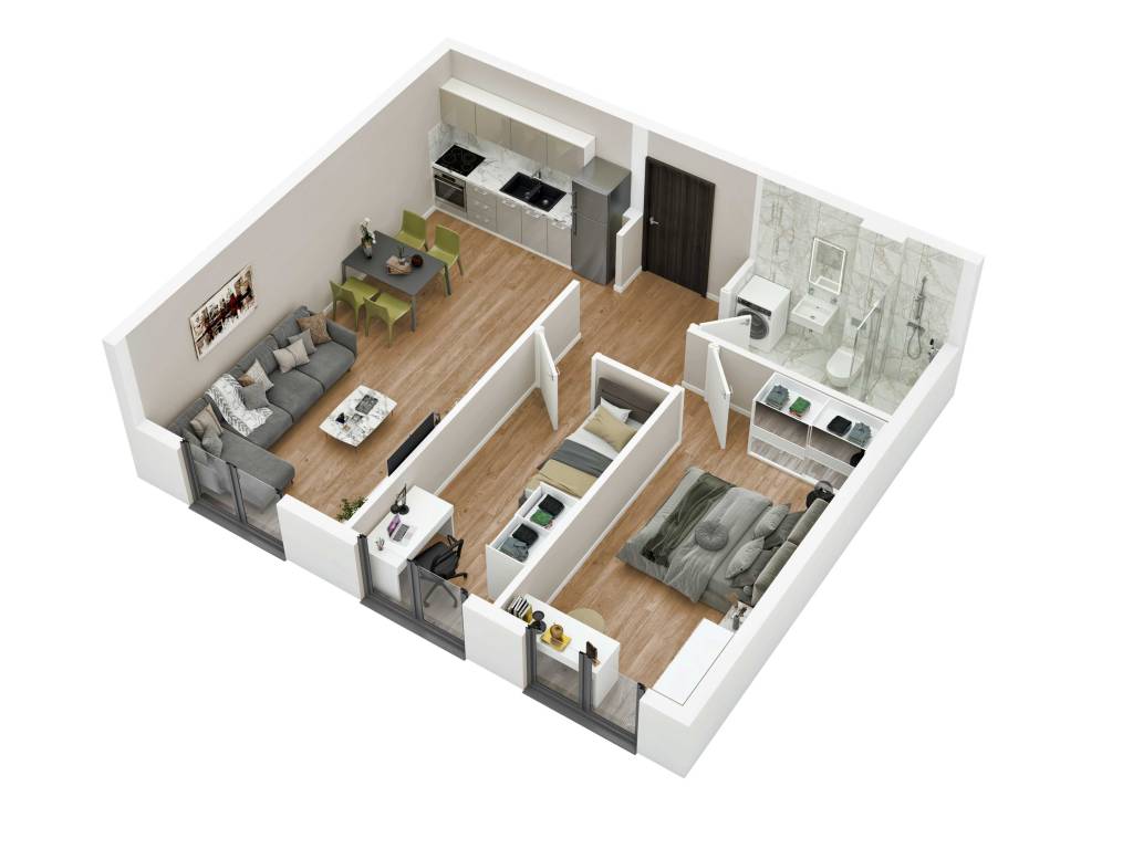 Prikaz stana 53.05 m2 trosoban, Rada Neimara 29A – Drašković Invest, slika 2