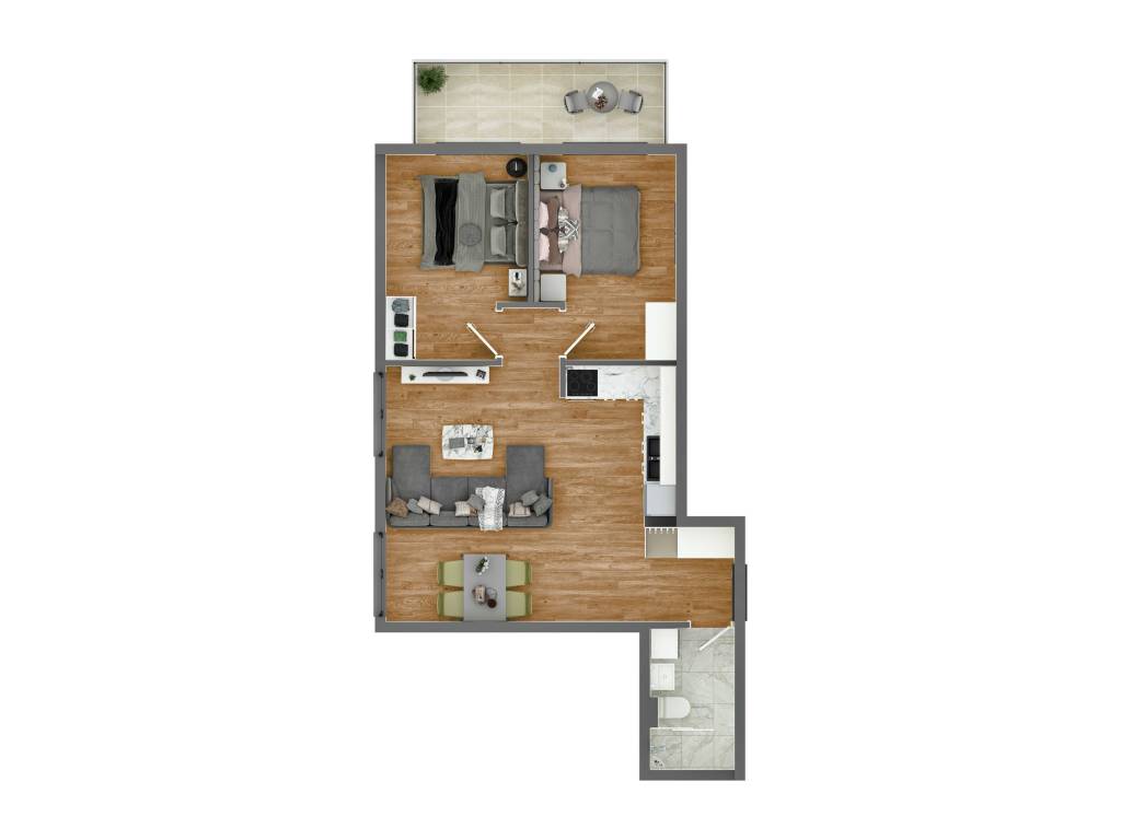 Prikaz stana 61.02 m2 trosoban, Rada Neimara 29A – Drašković Invest, slika 1