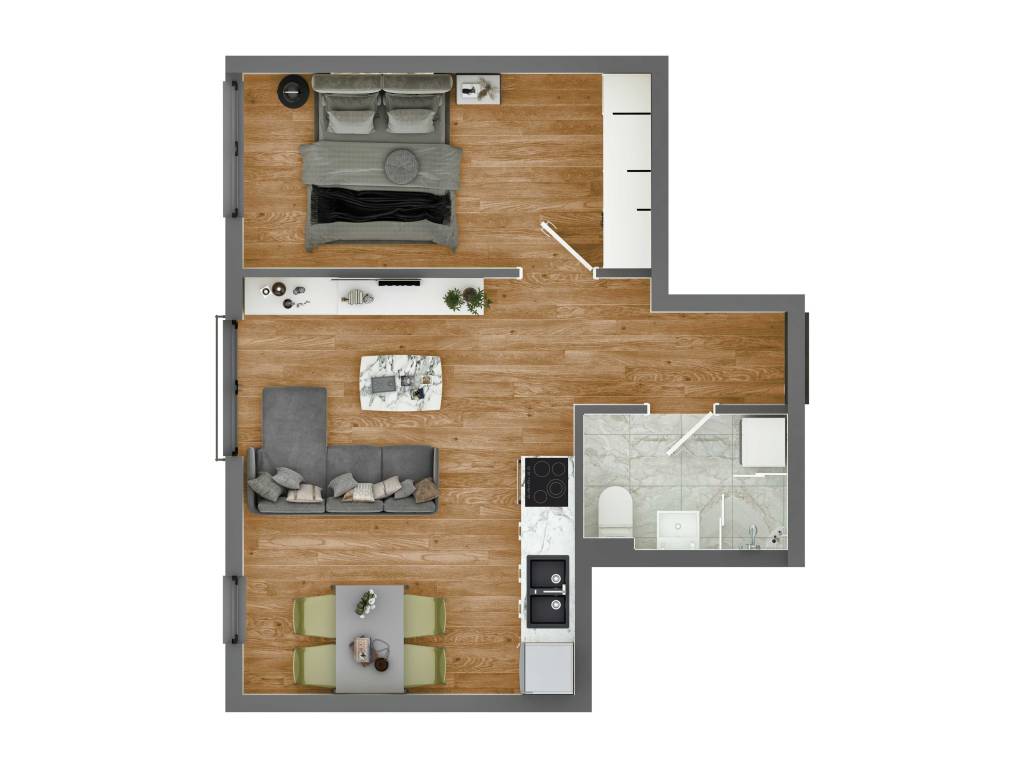 Prikaz stana 37.10 m2 dvosoban, Rada Neimara 29A – Drašković Invest, slika 1