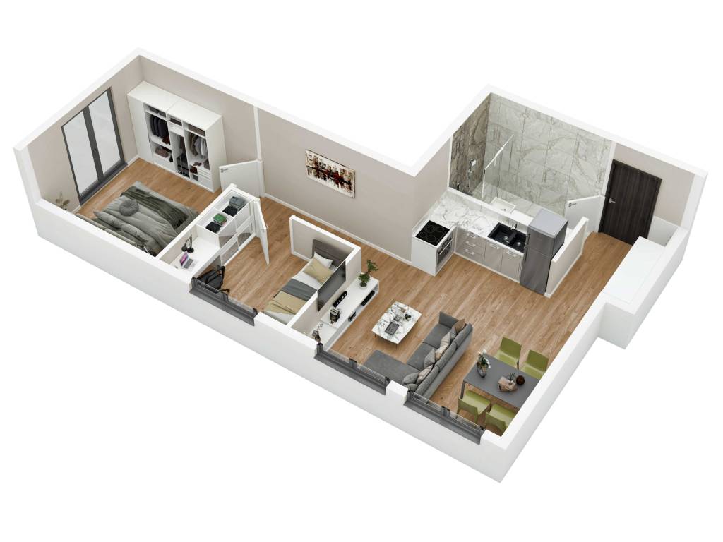 Prikaz stana 51.15 m2 trosoban, Rada Neimara 29A – Drašković Invest, slika 2