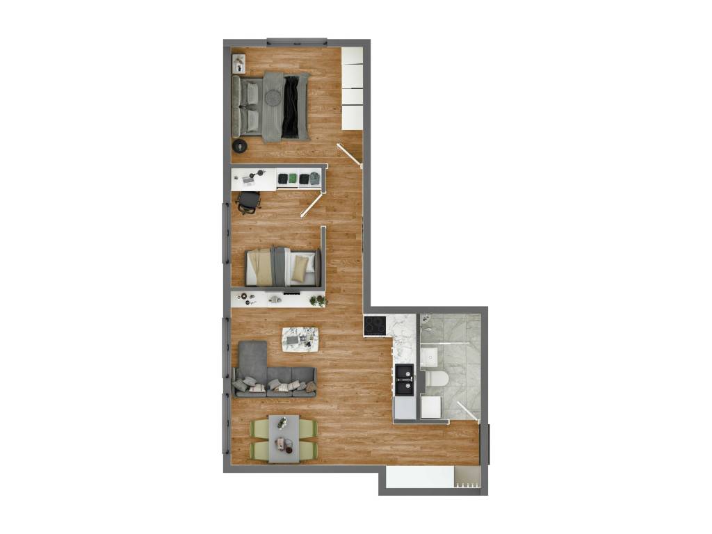 Prikaz stana 51.15 m2 trosoban, Rada Neimara 29A – Drašković Invest, slika 1