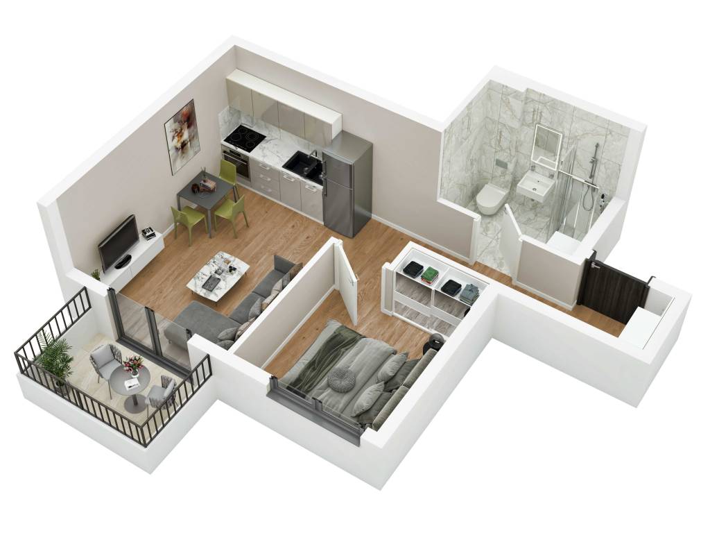Prikaz stana 34.16 m2 dvosoban, Rada Neimara 29A – Drašković Invest, slika 2