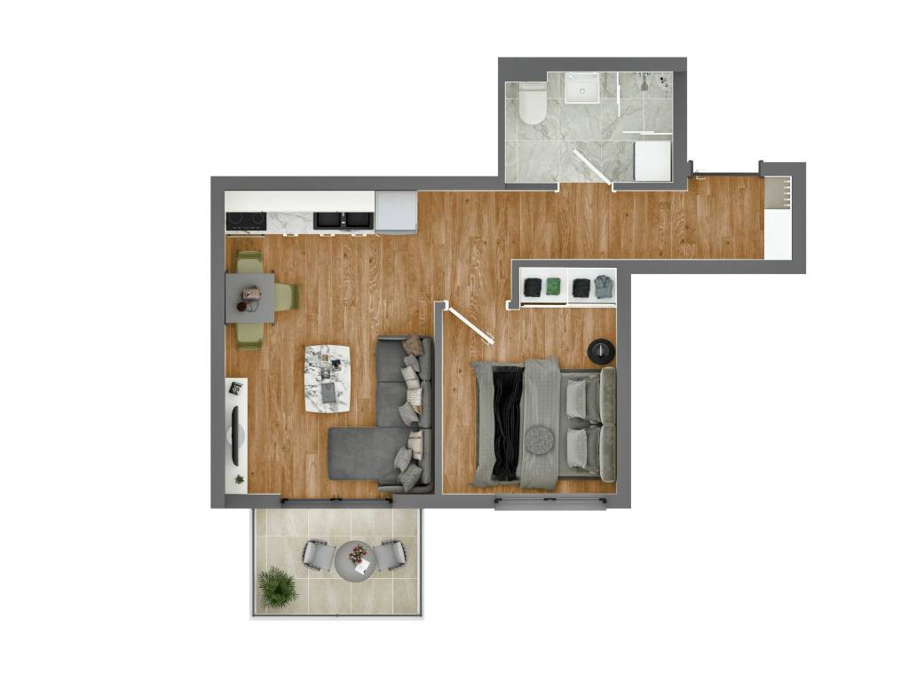 Prikaz stana 34.16 m2 dvosoban, Rada Neimara 29A – Drašković Invest, slika 1