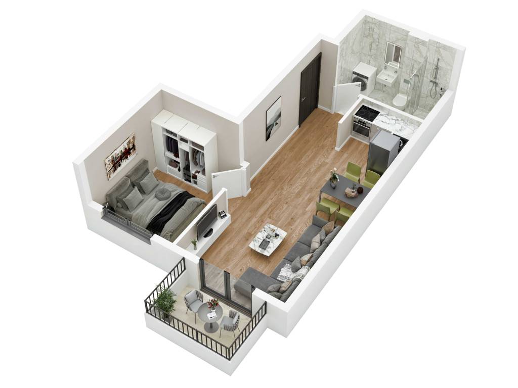 Prikaz stana 40.77 m2 dvosoban, Rada Neimara 29A – Drašković Invest, slika 2