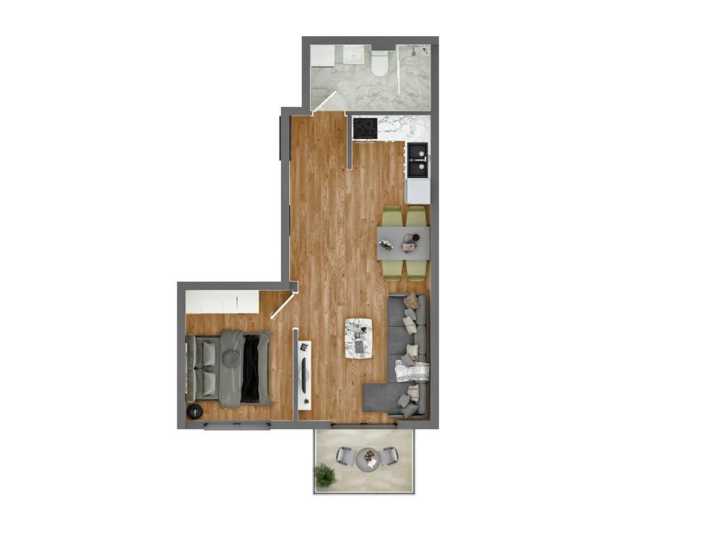 Prikaz stana 40.77 m2 dvosoban, Rada Neimara 29A – Drašković Invest, slika 1