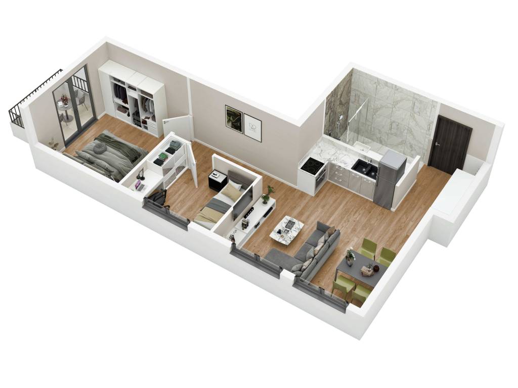 Prikaz stana 54.66 m2 trosoban, Rada Neimara 29A – Drašković Invest, slika 2