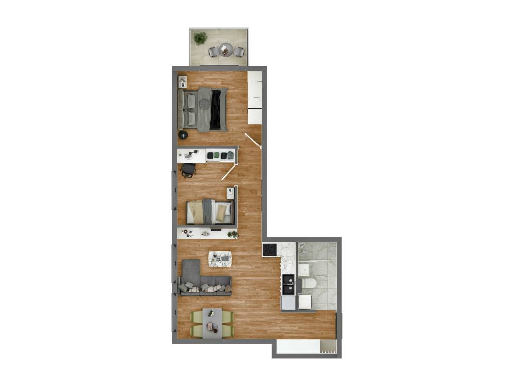 Prikaz stana 54.66 m2 trosoban, Rada Neimara 29A – Drašković Invest, slika 1