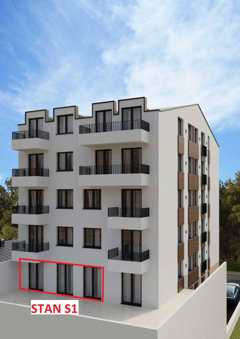 Pozicija stana S1 u zgradi – 53.05 m2 trosoban, Rada Neimara 29A, Drašković Invest