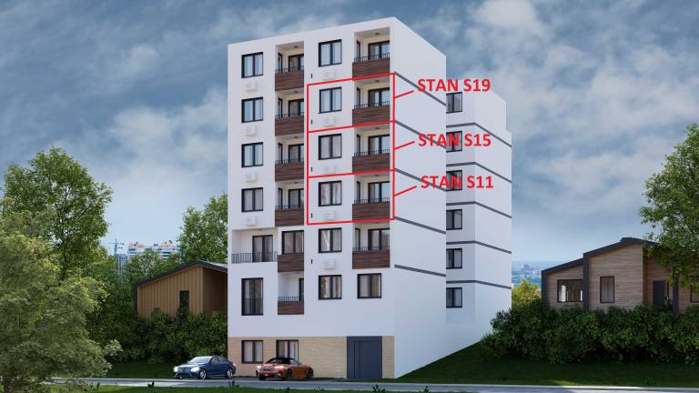 Pozicija stana S11,15,19,22 u zgradi – 56.78 m2 trosoban, Lazara Avramovića 12, Drašković Invest