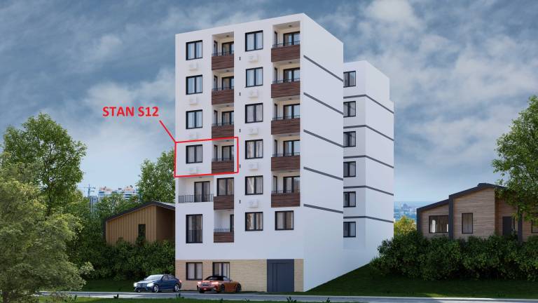 Pozicija stana S12 u zgradi – 52.09 m2 dvosoban, Lazara Avramovića 12, Drašković Invest