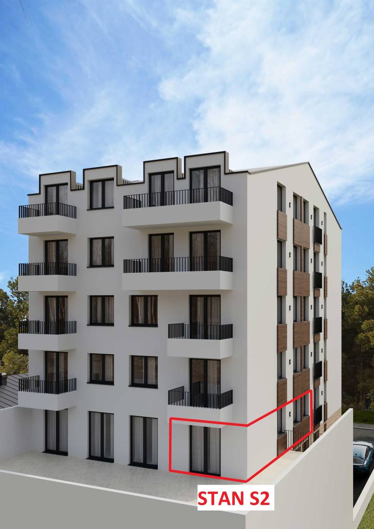 Pozicija stana S2 u zgradi – 51.15 m2 trosoban, Rada Neimara 29A, Drašković Invest