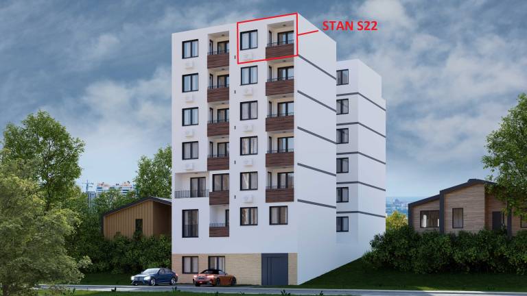 Pozicija stana S22 u zgradi – 56.89 m2 trosoban, Lazara Avramovića 12, Drašković Invest