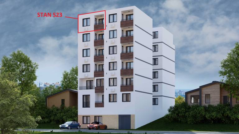 Pozicija stana S23 u zgradi – 49.05 m2 dvosoban, Lazara Avramovića 12, Drašković Invest