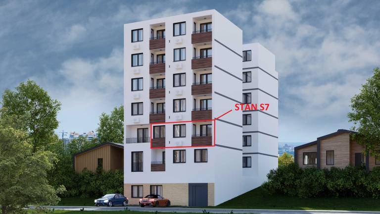 Pozicija stana S7 u zgradi – 67.60 m2 trosoban, Lazara Avramovića 12, Drašković Invest