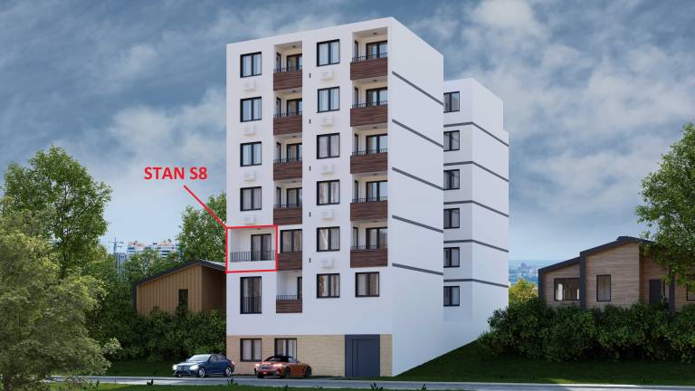 Pozicija stana S8 u zgradi – 39.06 m2 jednosoban, Lazara Avramovića 12, Drašković Invest