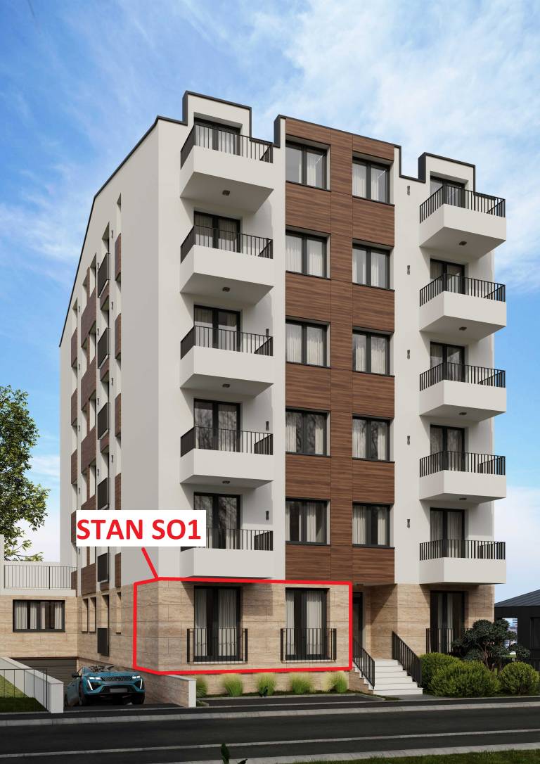 Pozicija stana SO1 u zgradi – 28.94 m2 jednoiposoban, Rada Neimara 29A, Drašković Invest
