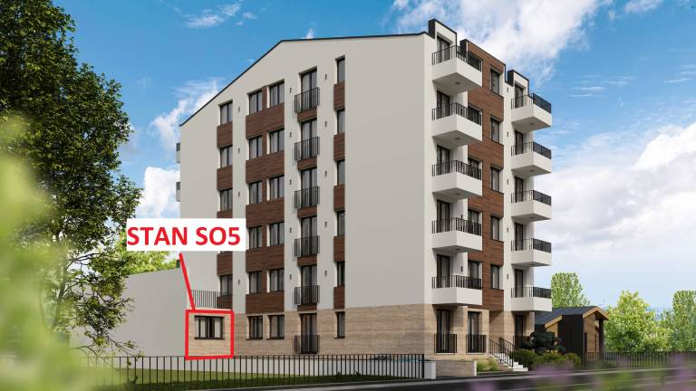 Pozicija stana SO5 u zgradi – 45.80 m2 jednoiposoban, Rada Neimara 29A, Drašković Invest